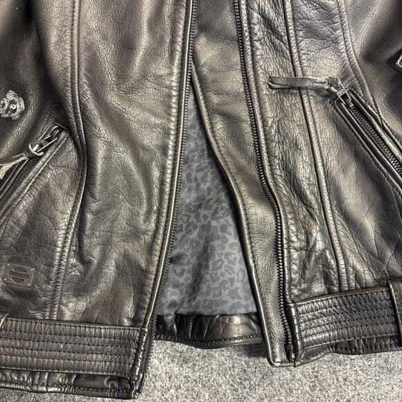 Harley Davidson Women's XL 100% Genuine Leather Motorcycle Jacket Embroidery - Picture 15 of 15